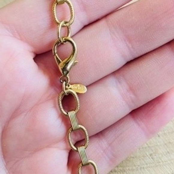 VTG 80s Givenchy bar curved Link chain necklace gold Statement high end 22"L - Picture 7 of 8